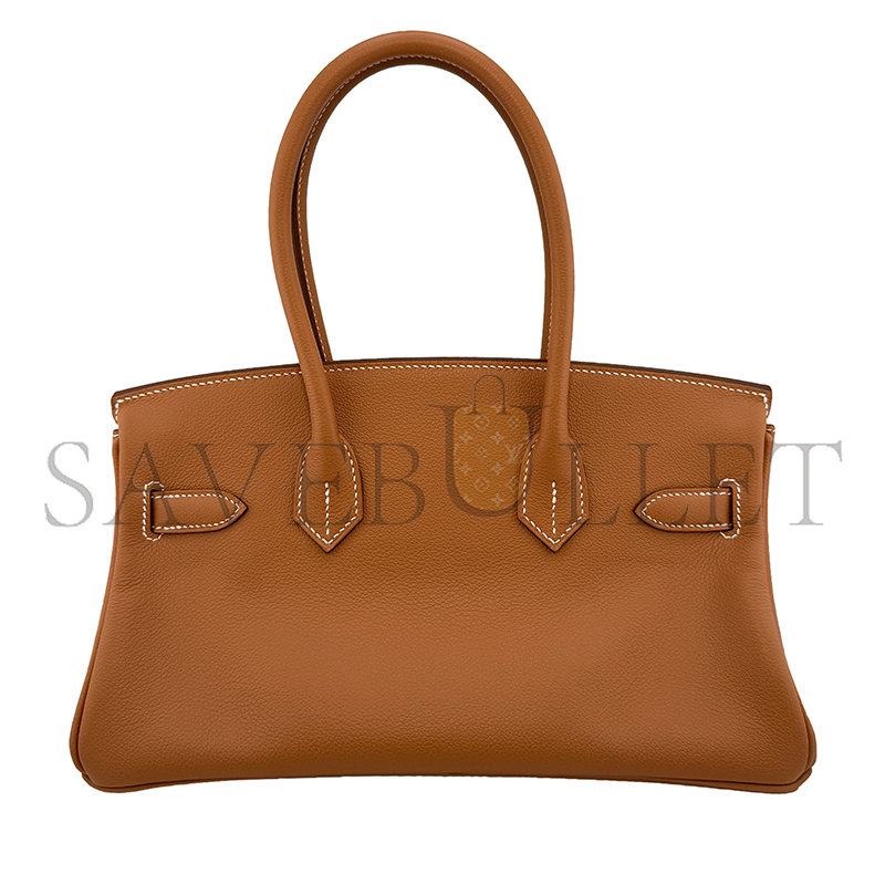 HERMES MASTER GOLD EVERCOLOR SHOULDER BIRKIN 29 PALLADIUM HARDWARE 382465 (29*16*3cm)